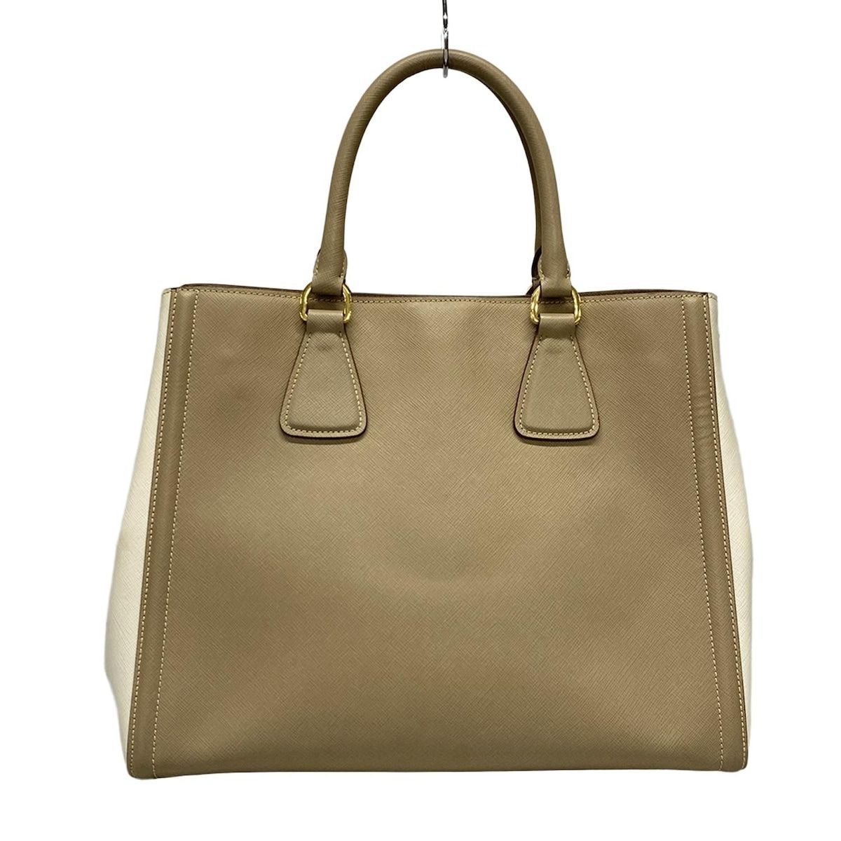 PRADA プラダ パンチングロゴ ベージュ レザー トートバッグ