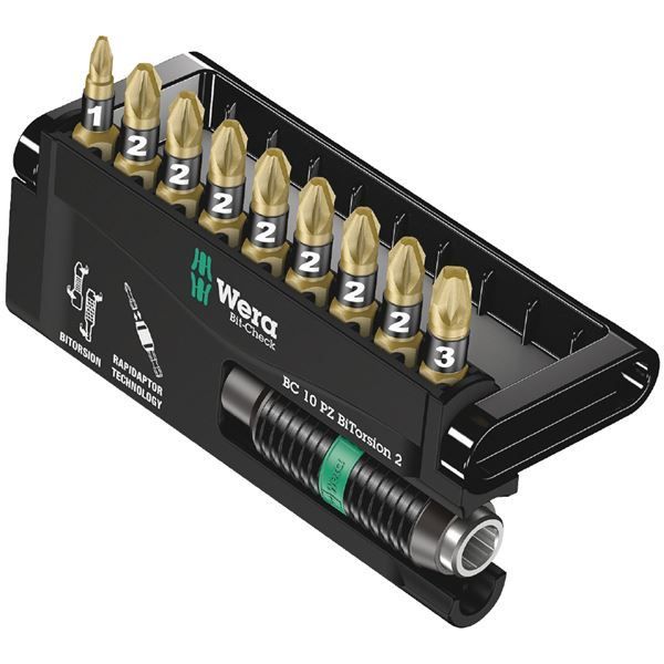 WERA ヴェラ 10点組 ダイヤモンドコーティング ポジドライブビット ホルダーセット ケース付 347153 工具 作業工具 道具 ツール