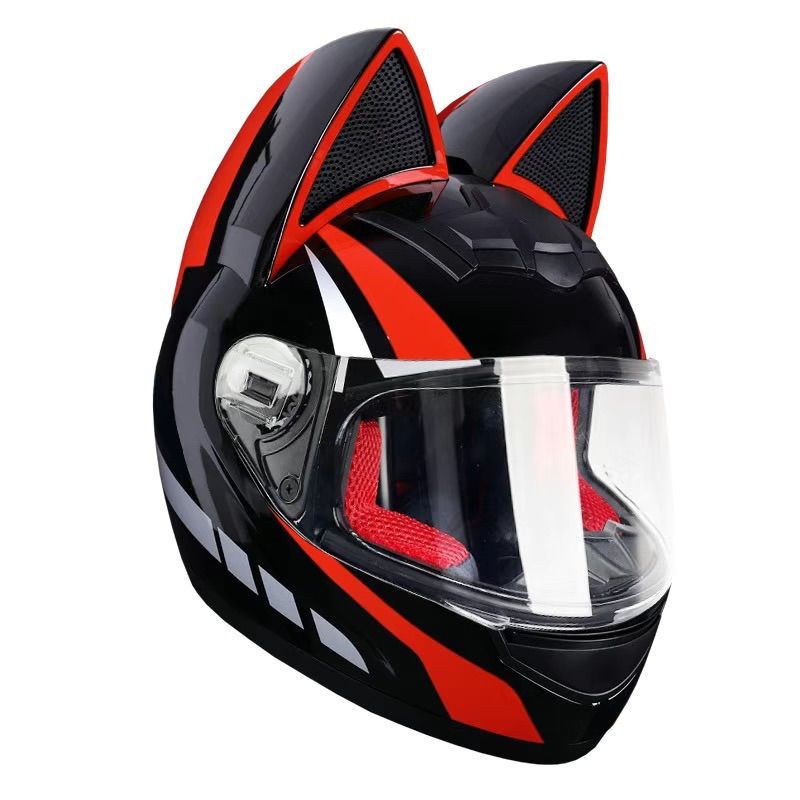 猫耳付きフルフェイスヘルメット レディース用原付・電動バイク