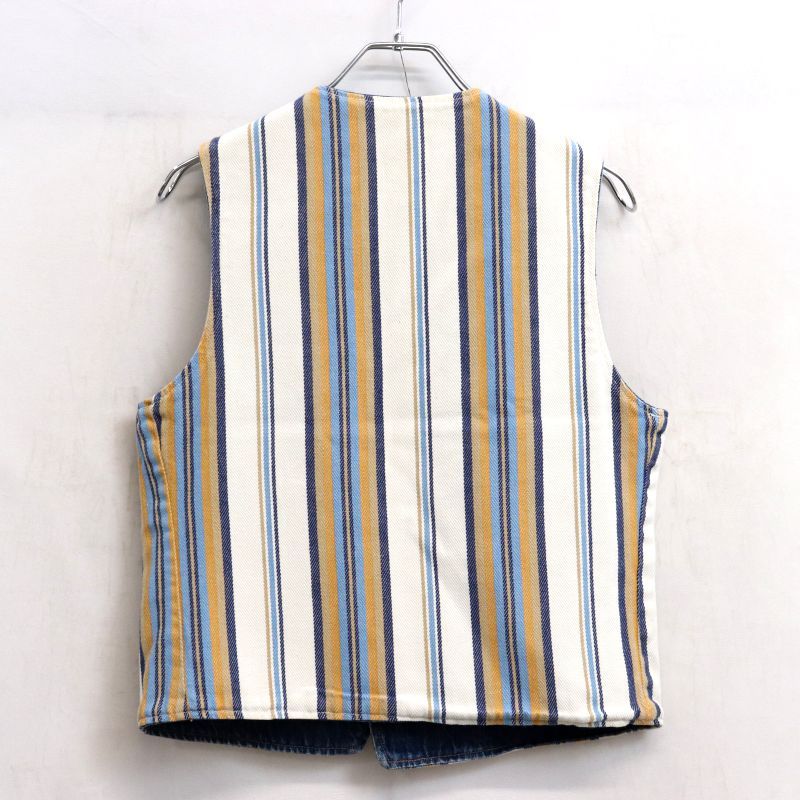 70 s Levi ストライプ柄 BIG E リバーシブル デニム ベスト メンズ Sサイズ相当