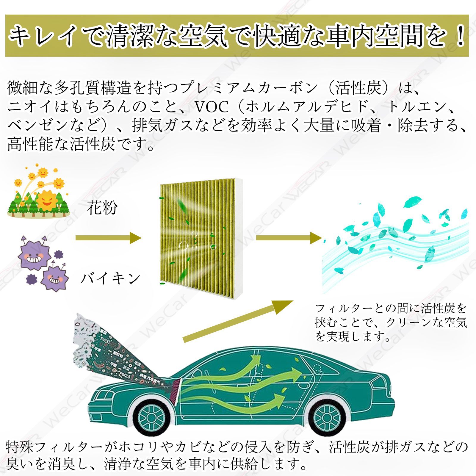 カムリ AVV50 H23.9?H29.6 トヨタ エアコンフィルター 活性炭入り PM2