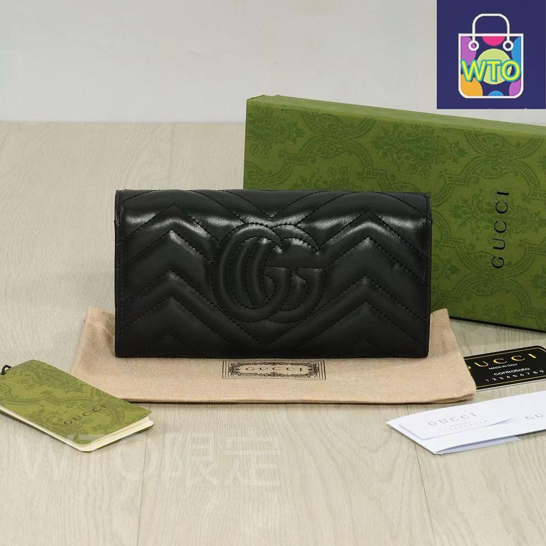 今日特価】Gucci グッチ マーモントシリーズ ロング財布 刺繍レザー製
