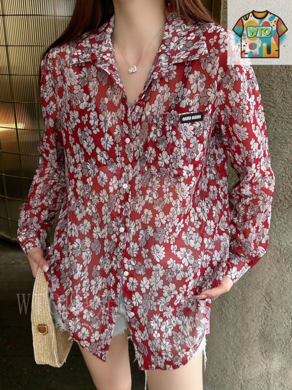 今日WTO】Miu Miu フラワー柄ロゴ サンケアシャツ-DP92 - メルカリ