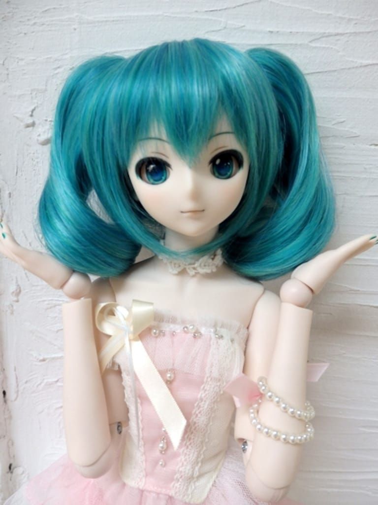 耐熱ドールウィッグ【ひめかずら】 スウィートツーテール ミックスエメラルド M