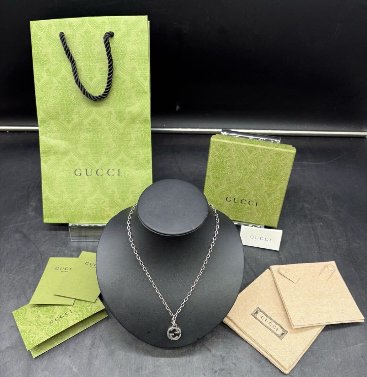 1709 GUCCI グッチ インターロッキングG Ag925 ネックレス ペンダント アクセサリー メンズ レディース シルバー系