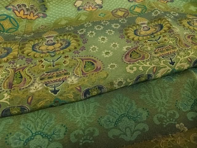 平和屋着物●道中着　更紗花文　ロング丈　正絹　逸品　AAAU0214np 平和屋着物○道中着 更紗花文 ロング丈 正絹 逸品 AAAU0214np