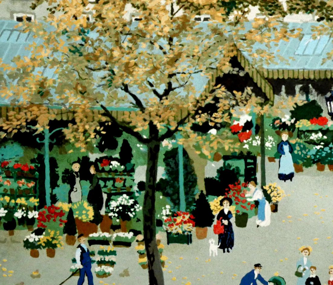 【サイン入りリトグラフ】ミッシェルドラクロワ ミッシェル ドラクロワ（Michel DELACROIX）「花市場（フラワー