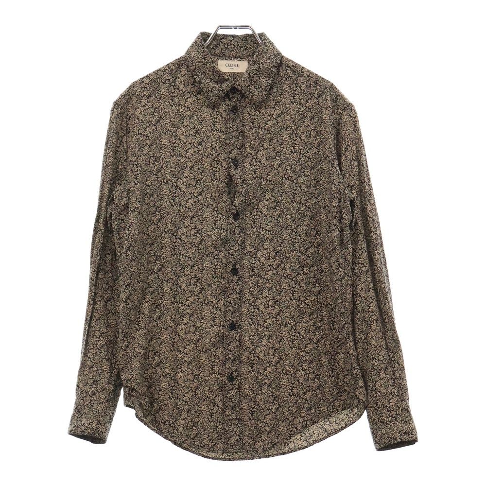 CELINE - CELINE セリーヌ 20AW Viscose flower print long sleeve shirt ビスコースフラワープリントロングスリーブシャツ 長袖シャツ エディスリマン ブラック/ブラウン2C028570K CELINE (セリーヌ) 20AW Viscose flower print long sleeve