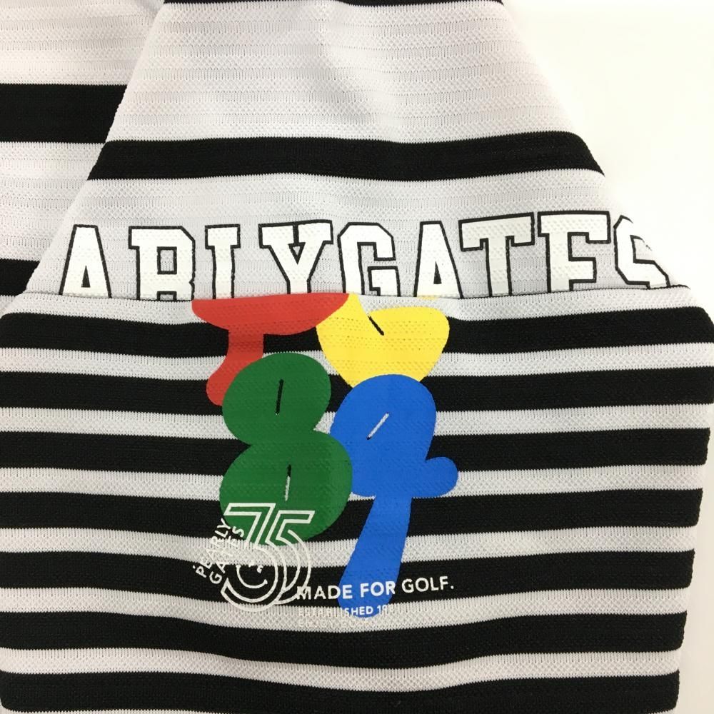 超美品】パーリーゲイツ 半袖ハイネックシャツ 白×黒 ボーダー 35周年