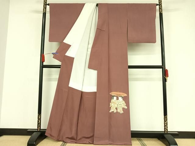 平和屋着物●加賀友禅の巨匠 初代 由水十久 色留袖 童子 長春色地 正絹 AABA4587np