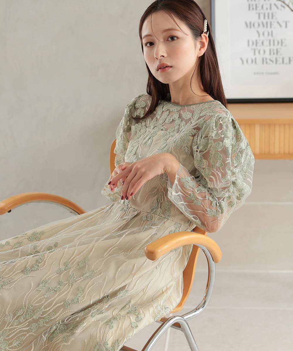 刺繍ドレス 結婚式およばれワンピース