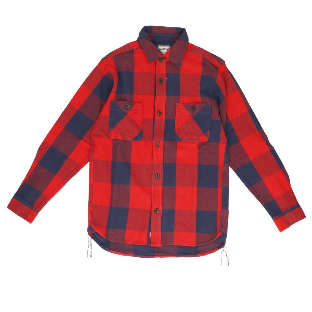 RED  Lサイズ  HOUSTON BLOCK CHECK VIYELLA SHIRT 40958 ヒューストン シャツ 40958 HOUSTON ネルシャツ フランネルシャツ チェックビエラシャツ ワークシャツ 長袖シャツ メンズ おしゃれ