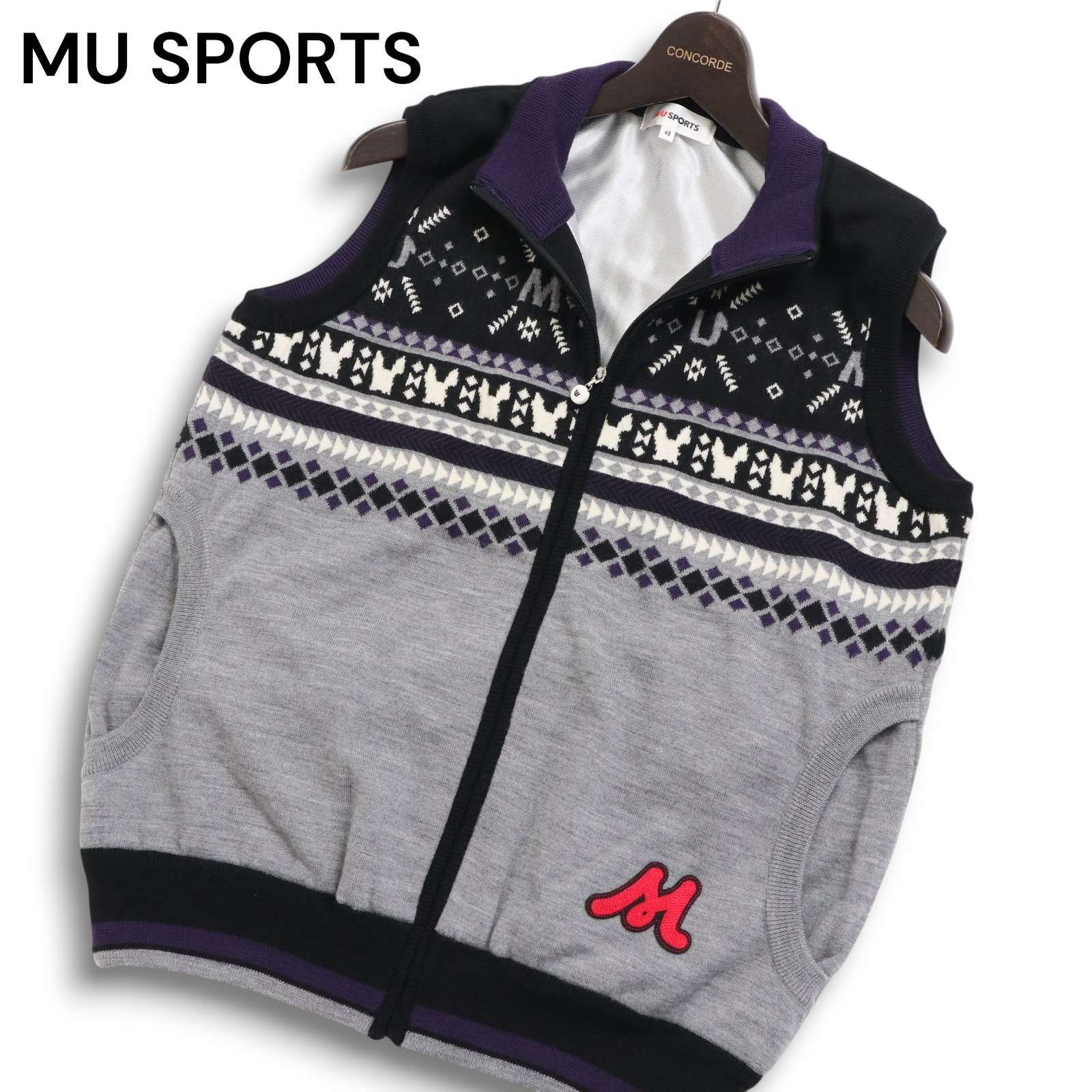 MU SPORTS ミエコウエサコ ゴルフ 秋冬 裏地付き☆ ウール100% ジップ