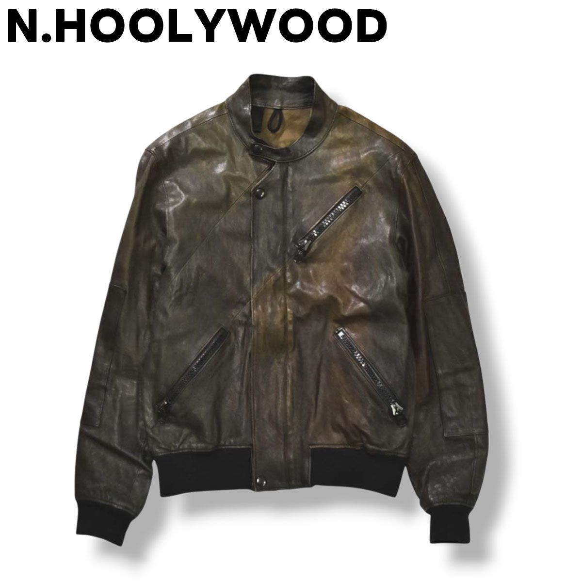 エヌハリ レザー シングルライダースジャケット 中古】Mサイズ 黒 N 
