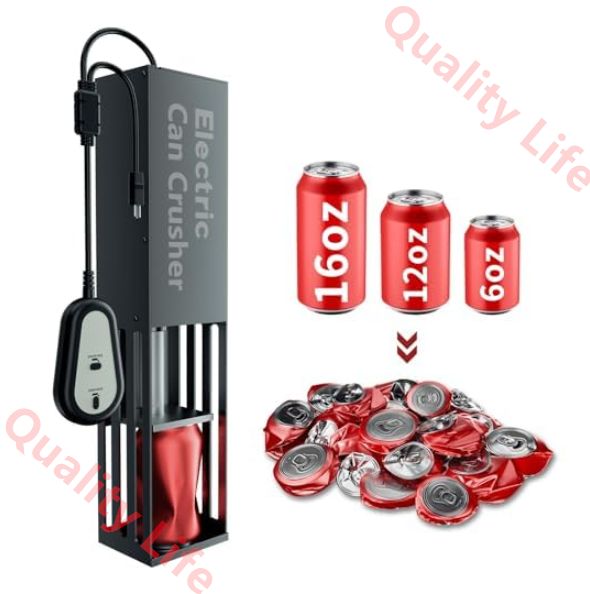 電動缶破砕機 電動缶クラッシャー 缶潰し機 ペットボトル 圧縮 空き缶潰し器 アルミ缶潰し ペットボトル 圧縮 金属缶クラッシャー 省力 使用簡単 省スペース コーラ缶やペットボトルに最適 リサイクル用 black