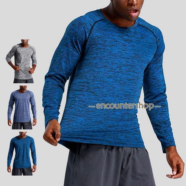 tシャツ メンズ フィットネス トレーニングウェア ランニング スポーツ 長袖 トップス クルーネック 吸汗速乾