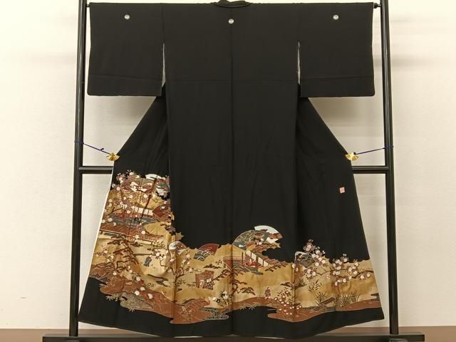 平和屋着物□豪華黒留袖 作家物 駒刺繍 松竹梅 平安人物風景文