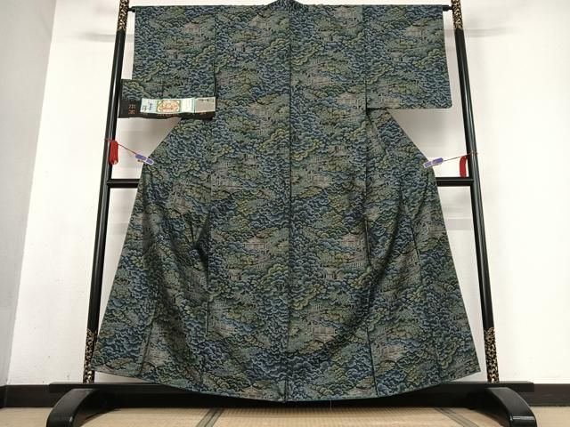 平和屋着物 本場大島紬 樹林風景文 ほていや扱い 株式会社大山 証紙付き 正絹 AABB0267zg