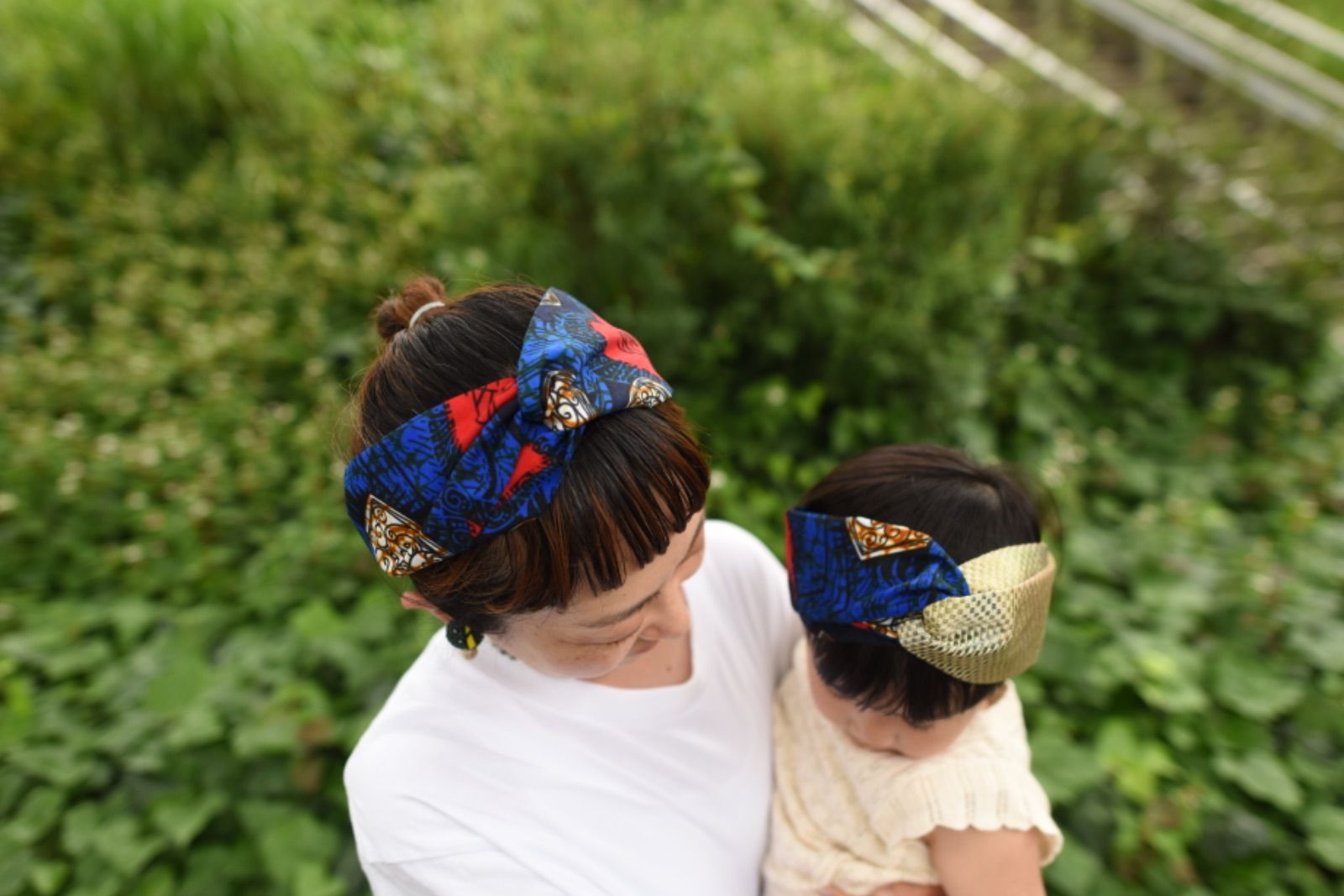 KIDS〜africa×nippon〜 african fabric×obi 01 kids turban キッズ　ヘアターバン　西陣織　リメイク　 ヘアバンド　日本　ハンドメイド　Africa にほん　親子でお揃い　リンクコーデ