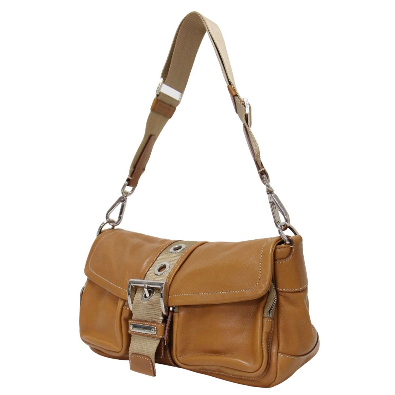 PRADA プラダ フラップ ベルト レザー ワンショルダー バッグ