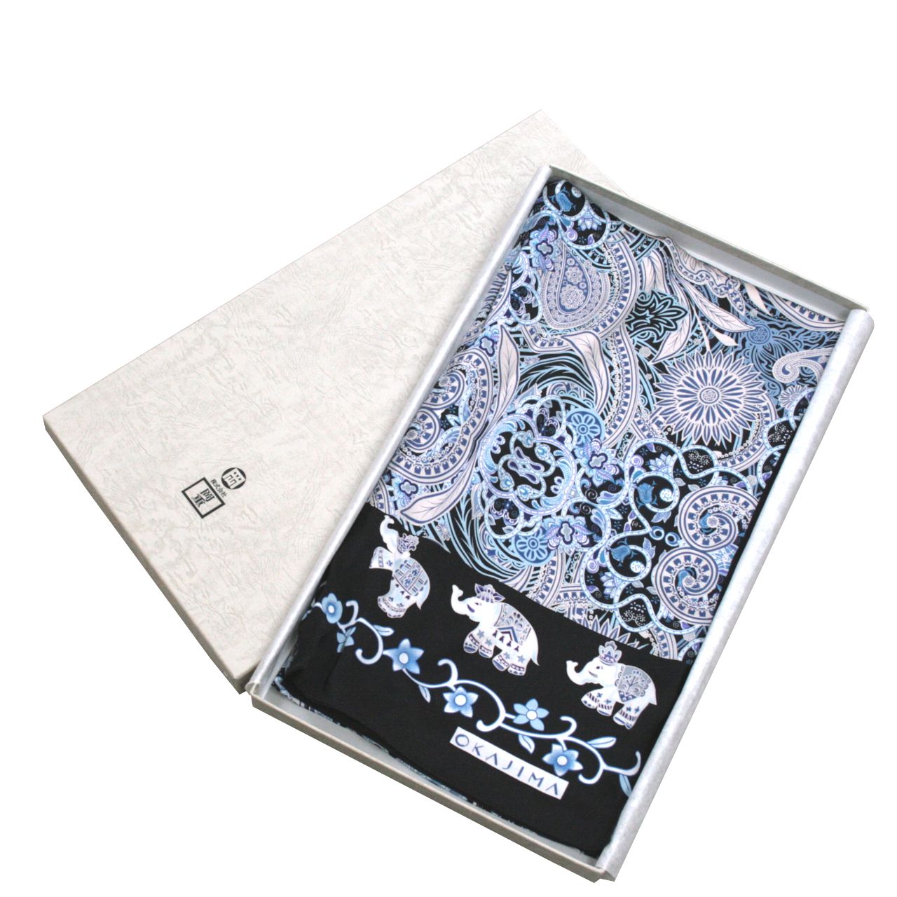 岡重謹製 シルクショール ストール 更紗模様 正絹 シルク100％ 和装 レディース