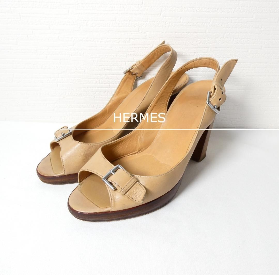 エルメス HERMES　パンプス　バックストラップ　ベージュ　レザー エルメス HERMES パンプス バックストラップ ベージュ レザー 【公式通販】