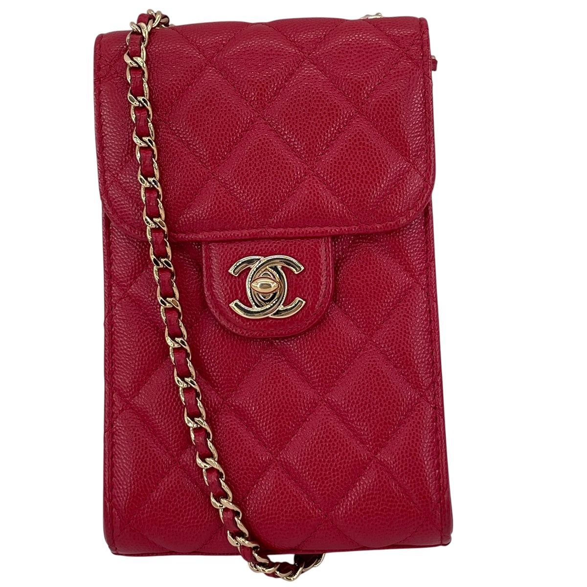 CHANEL シャネル AP0249 マトラッセ 縦型 チェーンショルダーバッグ レッド レディース 25024575 KJ