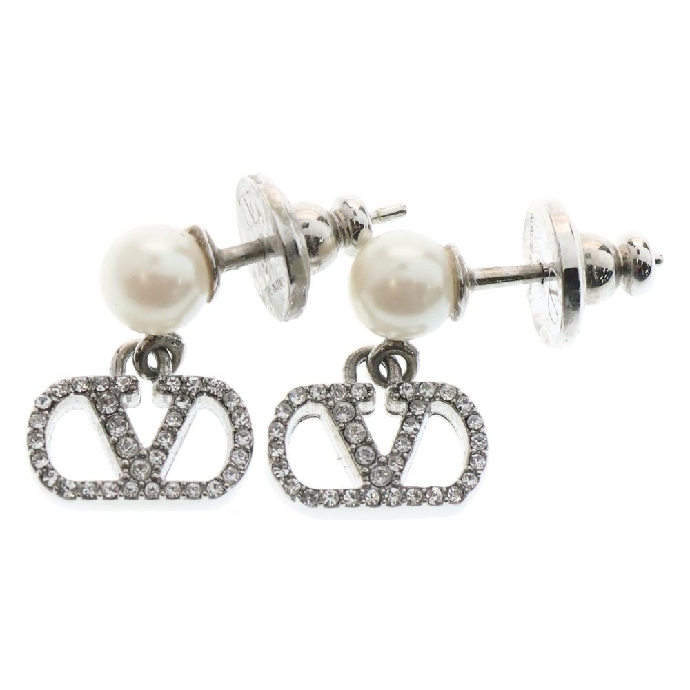 VALENTINO ヴァレンティノ Vロゴ シグネチャー パール イヤー シルバー ピアス
