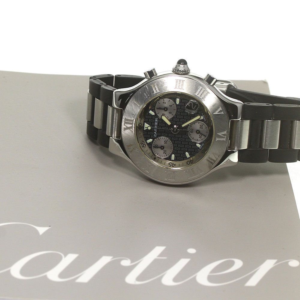 カルティエ CARTIER W10125U2 クロノスカフ デイト クォーツ メンズ