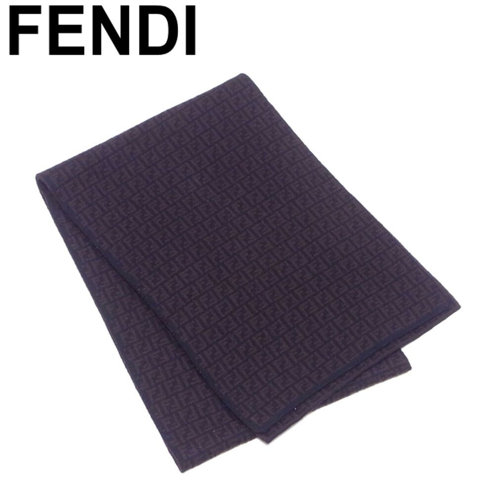 フェンディ FENDI マフラー ズッキーノ リバーシブル ブラック ブラウン メンズ