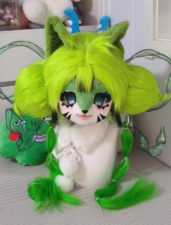 着ぐるみヘッド kigurumi NO.38 水色 猫 男女兼用 ファースーツ 全頭