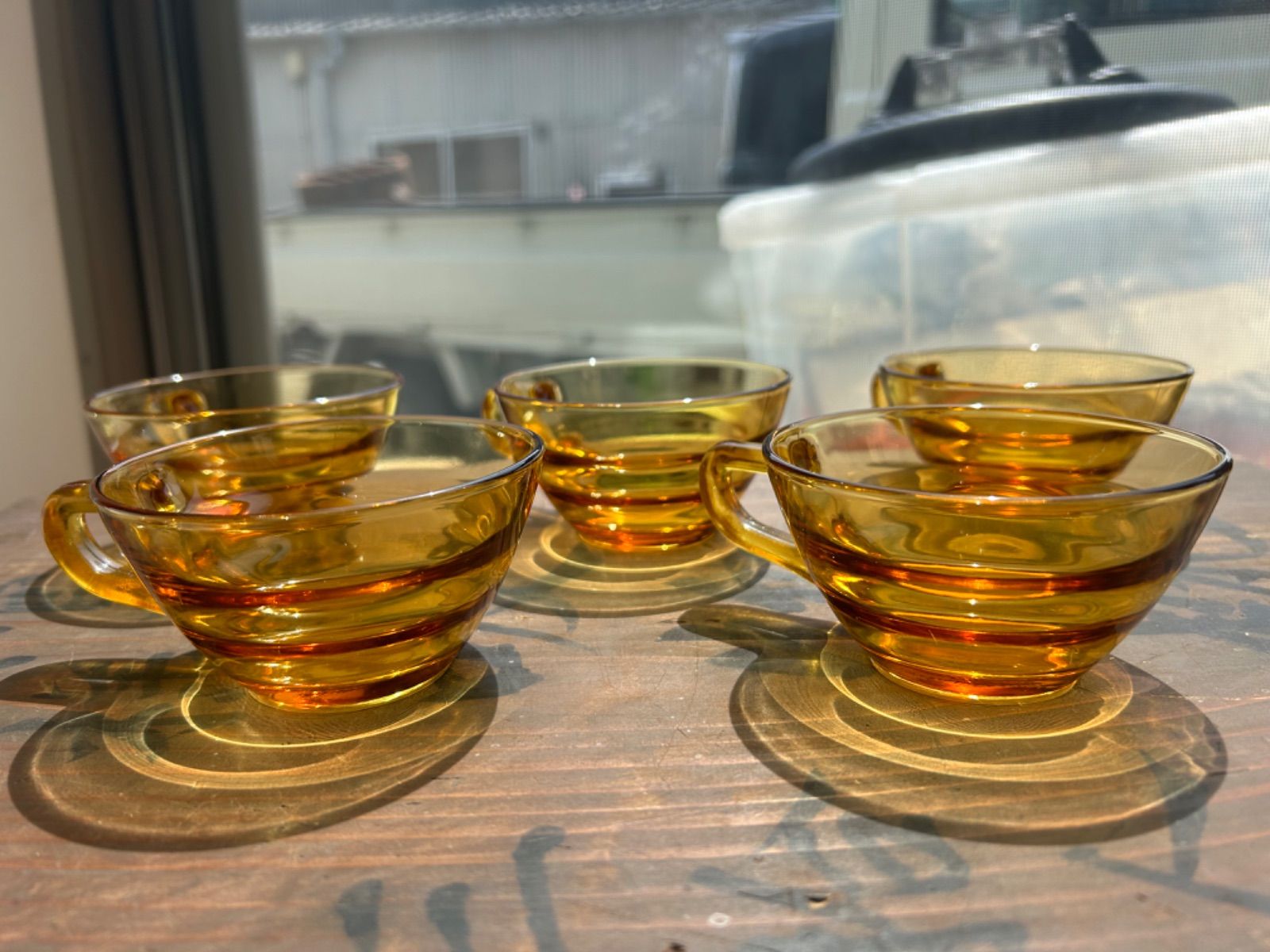 アンバーガラス 5客セット コーヒーカップ マグカップ ティー アンバーガラス 5客セット コーヒーカップ マグカップ ティー