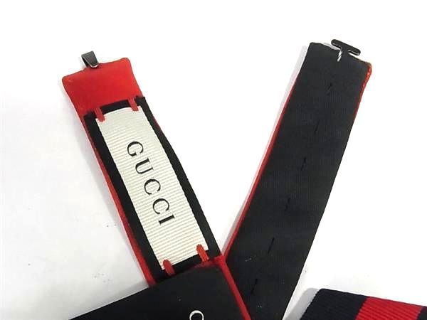 GUCCI グッチ レーヨン60％×コットン40％ ラインストーン ストラップ リボン 蝶ネクタイ メンズ レッド系×ネイビー系 AU8055 GUCCI グッチ レーヨン60％×コットン40％ ラインストーン ストラップ