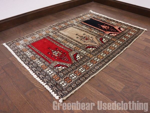 RAGQ198 ビンテージトライバルラグ ウール絨毯 90cm×60cm RAGQ198 ビンテージトライバルラグ ウール絨毯 90cm×60cm 【公式通販】