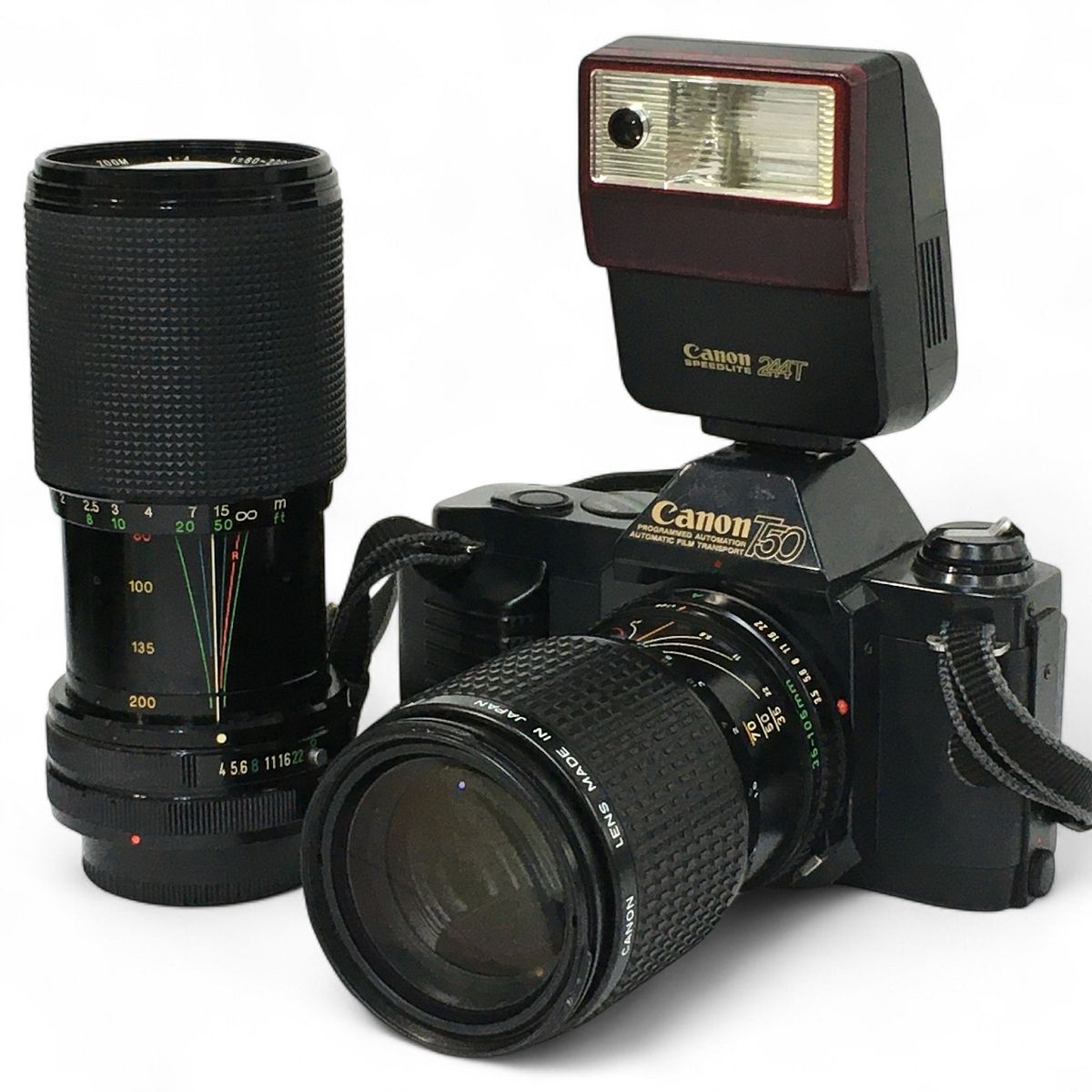 CANON T50 フィルムカメラ CANON FD 35-105mm F3.5-4.5 TEFNON 80-200mm F4 レンズ セット ジャンク N10402520