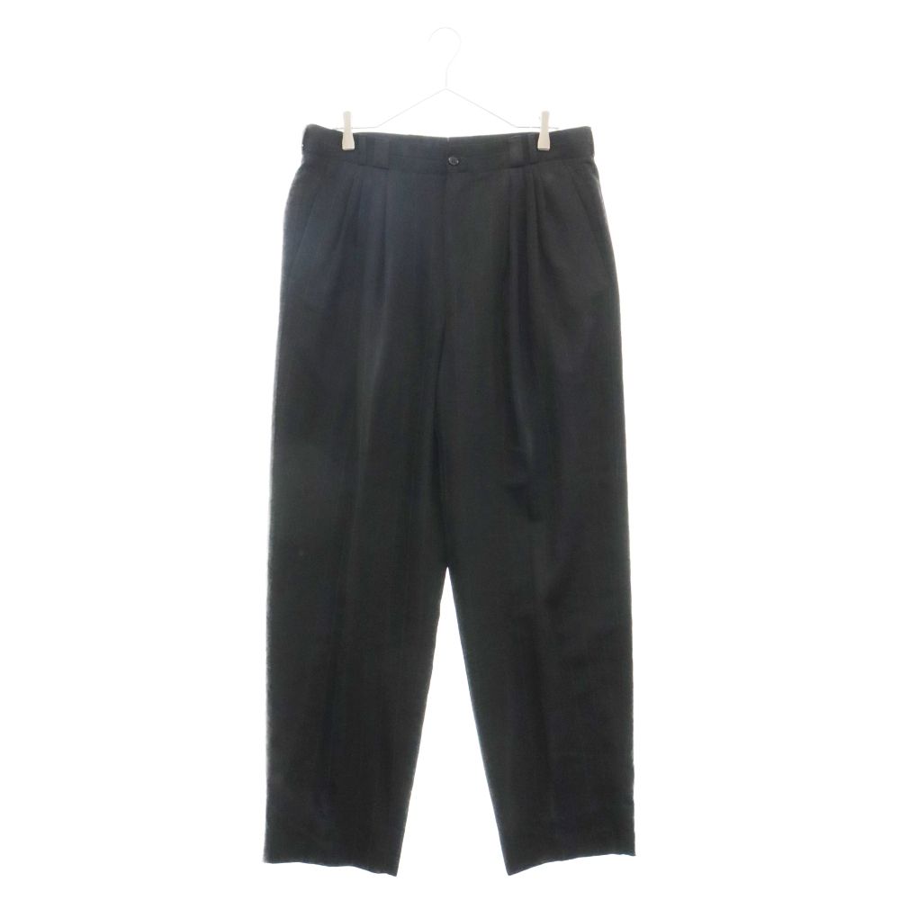 GIANNI VERSACE (ジャンニ ヴェルサーチ) ストライプ ウール ジップフライ スラックスパンツ ブラック 73S5V1