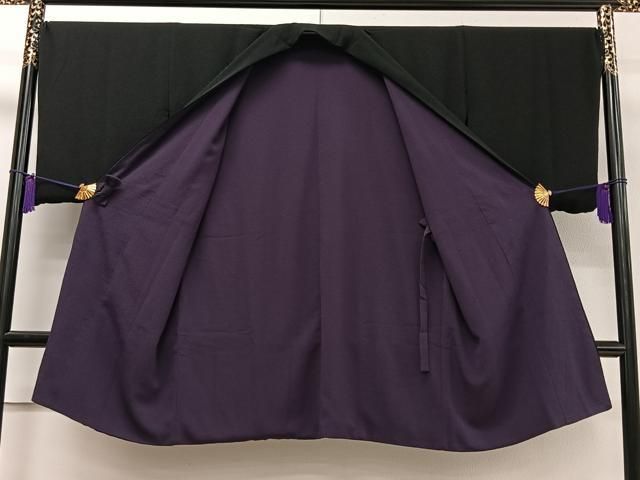 平和屋着物＃道中着　リバーシブル　紫紺色　黒地　鬼しぼ縮緬　ロング丈　正絹　逸品　未使用　CAAT5959id 平和屋着物＃道中着 リバーシブル 紫紺色 黒地 鬼しぼ縮緬 ロング丈