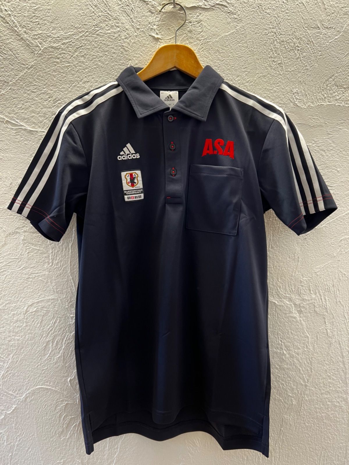 w^)b adidas 新品 未使用品 JFA ポロシャツ ゲームシャツ ネイビー 紺