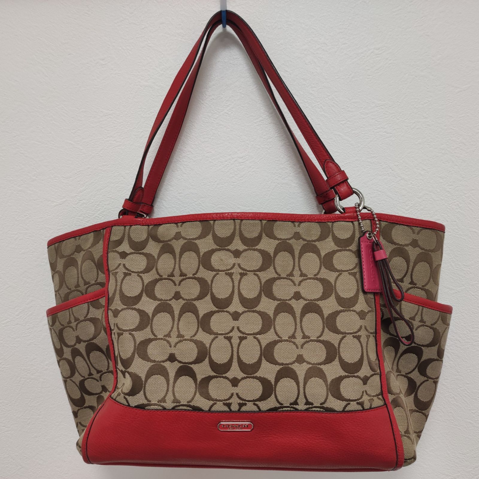 COACH トートバッグ シグネチャー柄 キャンバス×レザー A4サイズ
