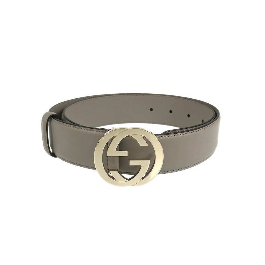 グッチ GUCCI インターロッキングG 546386 グレー レザー ユニ