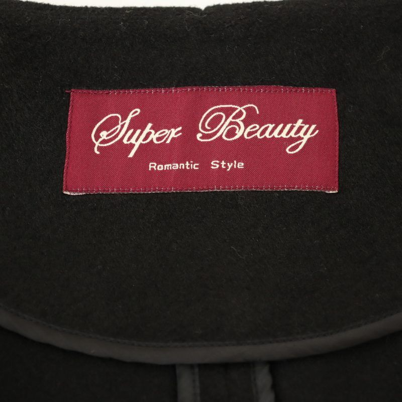 スーパービューティ Super Beauty ウール混 刺繍 ノーカラー