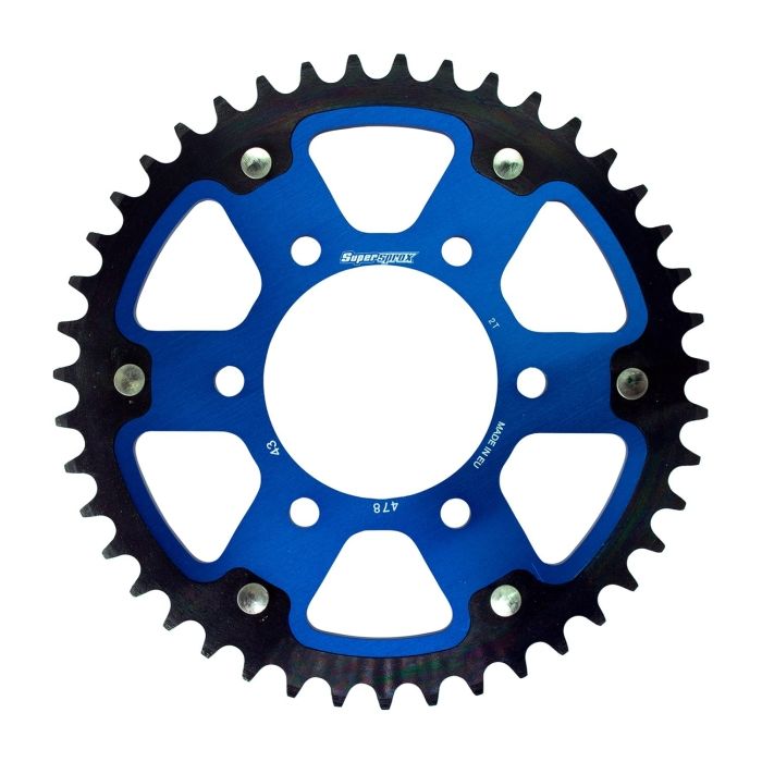 3営業日で発送 スーパースプロックス Supersprox ドリブン スプロケット リア ステルス STEALTH アルミ＆スチール 43T ブルー RST