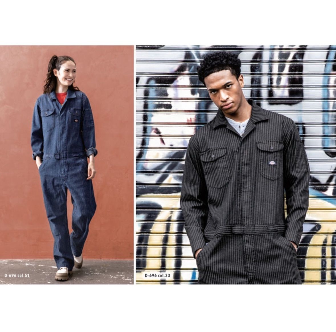 ディッキーズ Dickies D-696 インディゴ ストレッチ ウォバッシュ 長袖 