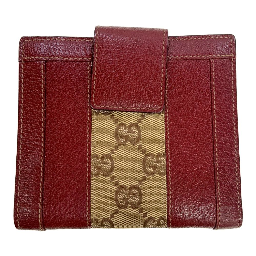 中古】GUCCI グッチ 120927・203437 GGキャンバス レザー 二つ折り財布