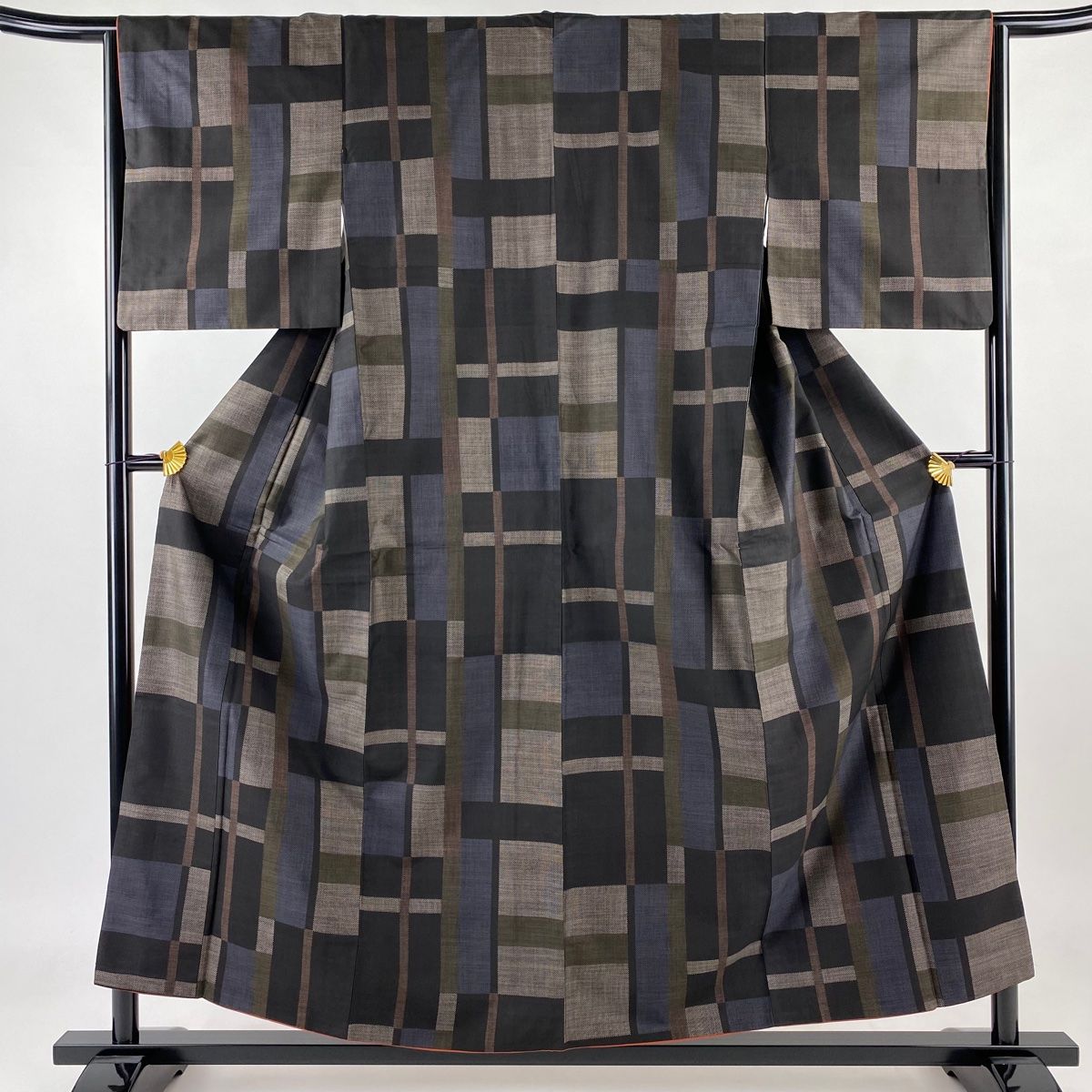 出品今日まで！ 単衣 紬 絣模様 裄66.5cm 正絹