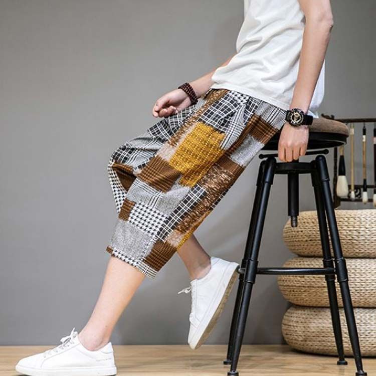 サルエルパンツ 7分丈 ワイドパンツ 袴パンツ 大きいサイズ 総柄