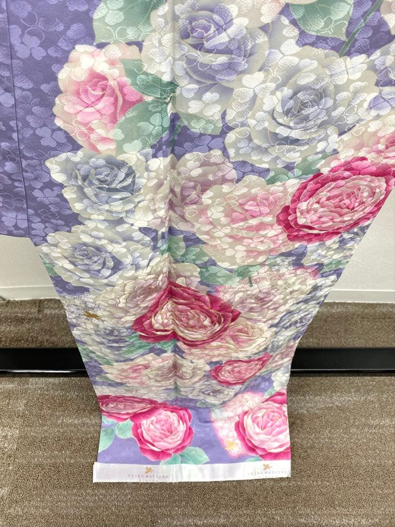 ブランド振袖 松田聖子 豪華 刺繍 金駒 金彩 薔薇 身丈167cm 躾糸付き