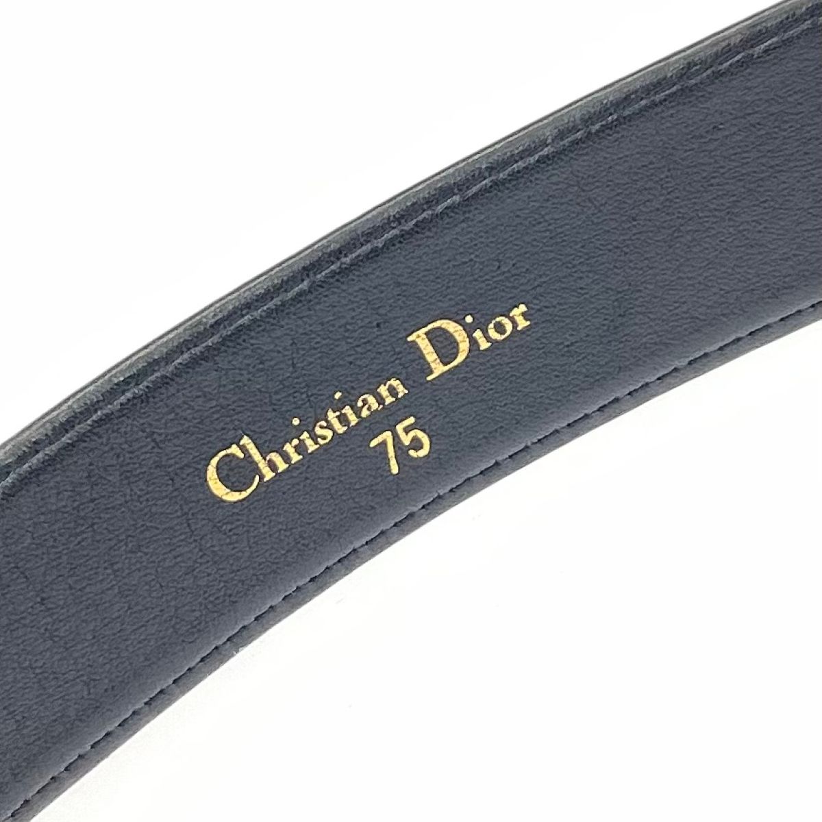 Dior ブラック ホワイト レザー ベルト 75