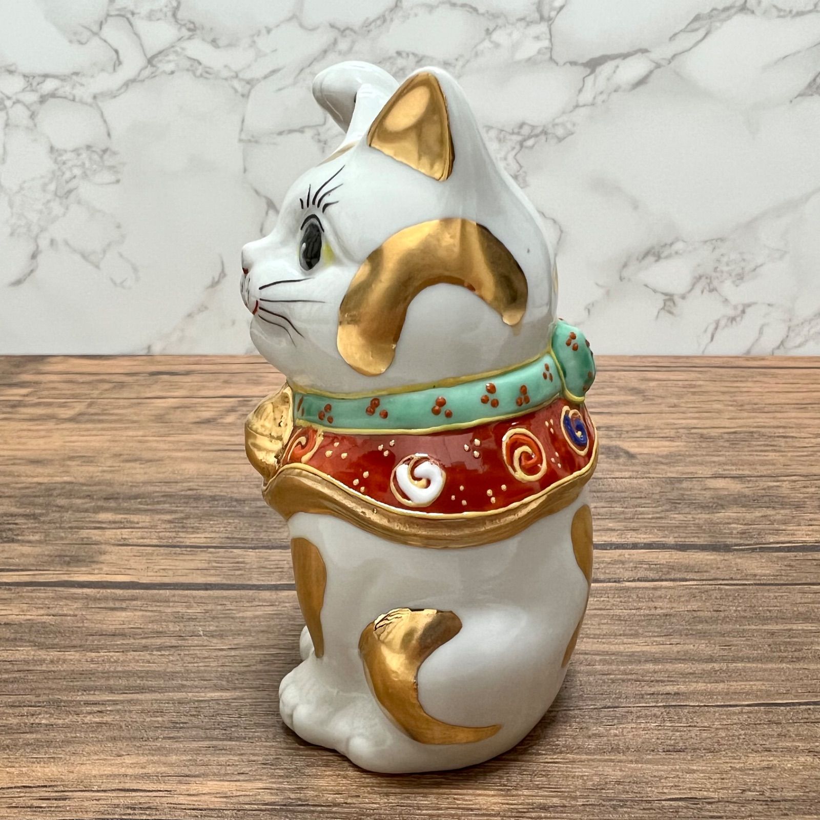 九谷焼】4号招き猫 金ブチ 右手 金運招福 縁起物 Maneki Neko Lucky