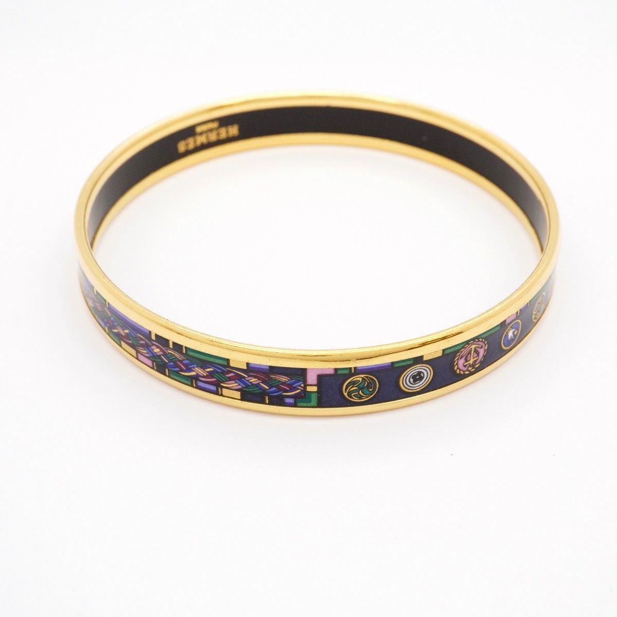 5jib0116 エルメス バングル エマイユPM GPメッキ 七宝焼き ゴールド マルチ レディース